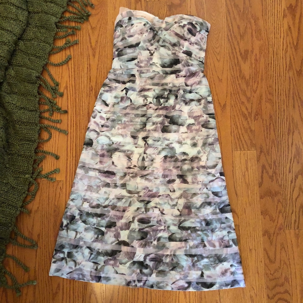 BCBGMAXAZRIA Watercolor Tiered Tulle Gown